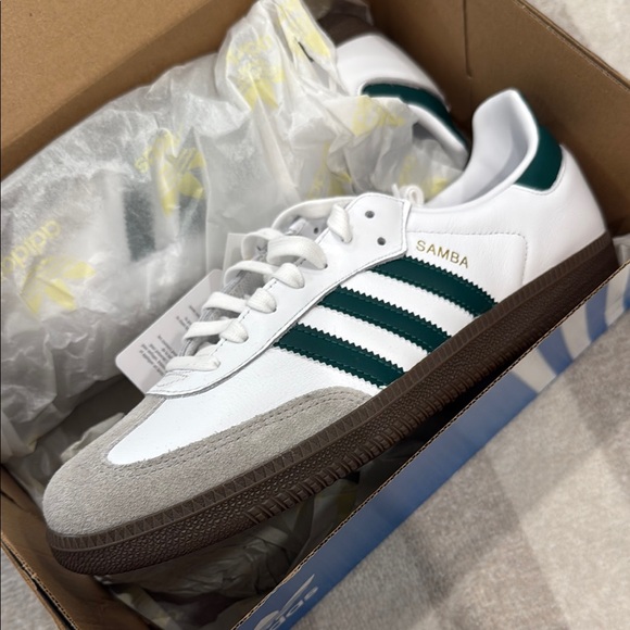 Brand New Adidas Samba OG Men's White and Green Shoes - Picture 1 of 5